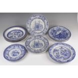 A set of four Mason's ironstone blue and white plates, 19th century, in the King's College