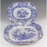 A Mason's blue and white transfer decorated meat dish, circa 1820, in the 'India Pheasant'