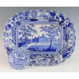 A John and William Ridgway blue and white transfer decorated meat dish, circa 1830, from the '