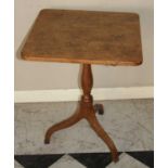 An early 19th century provincial oak round cornered tilt-top pedestal tripod occasional table,