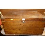 A late 19th century oak and flush brass mounted hinge top travelling silver chest, having flush