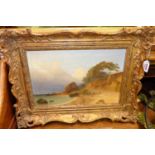 Late 19th century continental school - Coastal scene, oil on canvas (with patch repairs verso), 26 x