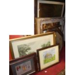 Assorted pictures and prints to include sporting interest; together with an oak framed and