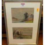 A. C. Smith - Pair; Cattle in a pastoral landscape, watercolours heightened with white, signed lower