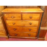 A mid-Victorian mahogany round cornered chest of two short over three long drawers, width 112cm