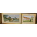 H. Hale - River landscape scene, watercolour, signed and dated 1907 lower right, 21 x 47cm; and