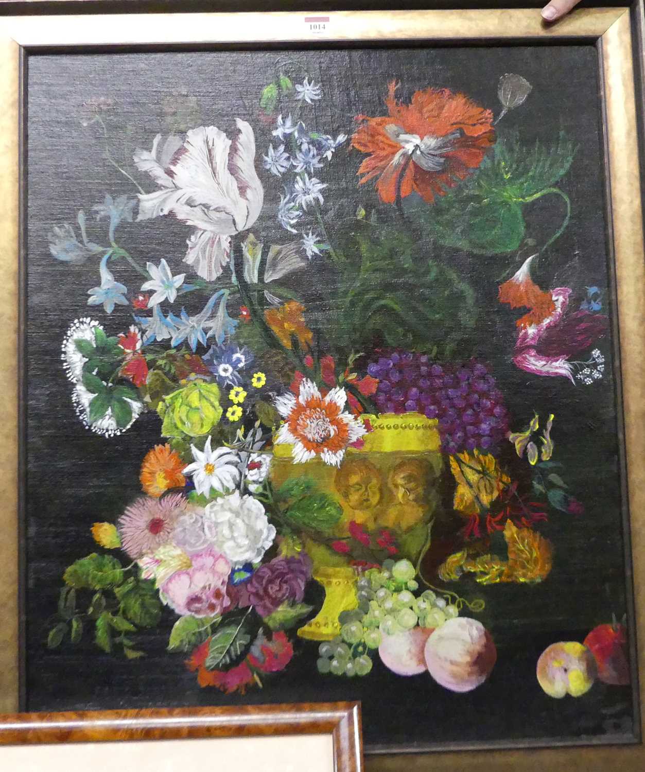 After the Old Masters - Still life with flowers in a stone vase, oil on canvas board, 75 x 62cm