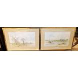 Richard Thorndick - Morning calm at Pin Mill on the Orwell, watercolour, signed lower left, 31 x