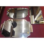 Six various unframed but bevelled wall mirrors, the largest measuring approx 76 x 44cm