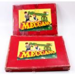 2 Meccano 1950s sets containing a quantity of mixed Meccano and brochures, both set boxes have