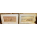 Thomas Mortimer (act.1880-1920) - Fishing boats at low anchor, watercolour, signed lower left, 17.