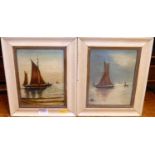 Early 20th century English school - Pair; Boating scenes, oil on canvas, 20 x 14cm