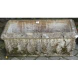 A moulded concrete rectangular planter, decorated with classical figures, width 75cmSolid and