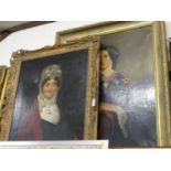 19th century English school - half-length portrait of an elderly woman wearing a bonnet, oil on