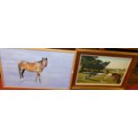 R.E. Douglas - Horse study, acrylic on canvas, signed lower left, 50 x 75cm; Roy Miller - Horses