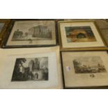 Assorted pictures and prints to include continental topographical engraving, pastel study,