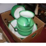 A Bishop green glaze wash set