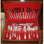 A canteen of silver plated cutlery, cased