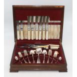 A canteen of silver plated cutlery, cased