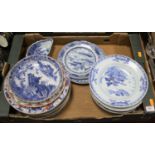 A collection of 18th century and later Chinese porcelain to include plates and a sauceboat (a/f)With