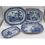 A Chinese export stoneware meat plate, of octagonal form, underglaze blue decorated in the Fence
