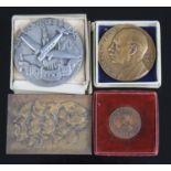 A Dutch white metal medal to commemorate 700 years of the city of Haarlem, boxed, together with a