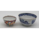 An 18th century Chinese blue and white porcelain tea bowl, dia.11.5cm; together with another