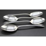 A set of four George V silver table spoons in the Old English pattern, 5.2oz