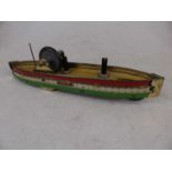 Hess 1045 tinplate friction driven toy ship, German circa 1905, lithographed in green, cream and red