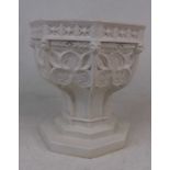A 19th century Minton parian model of a Gothic font, h.18cmA little discoloured in places, but