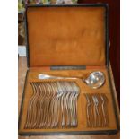 A cased set of silver plated flatware