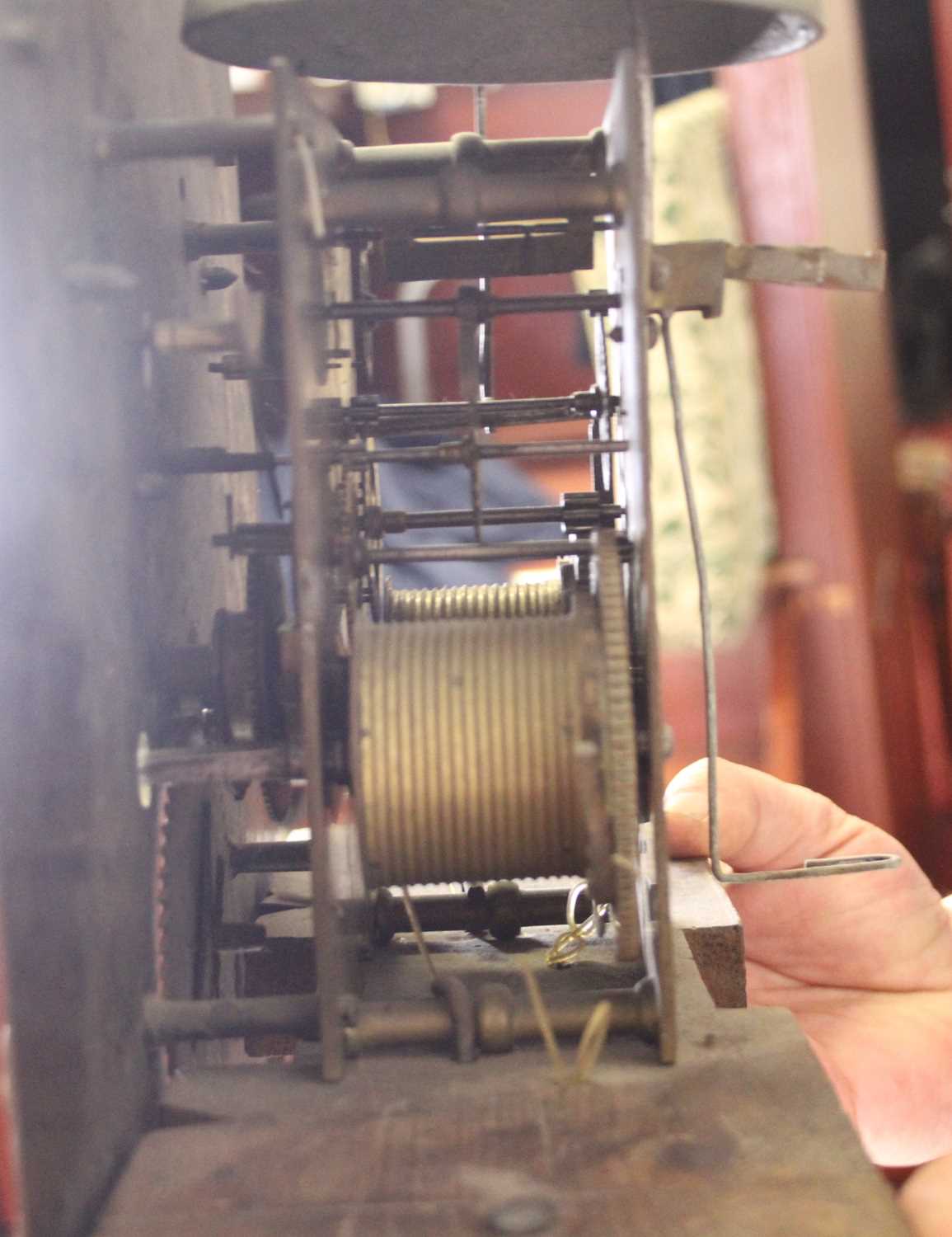 Joseph Mew of Blandford - a George III oak longcase clock, having a 12" square brass dial, signed - Image 6 of 6