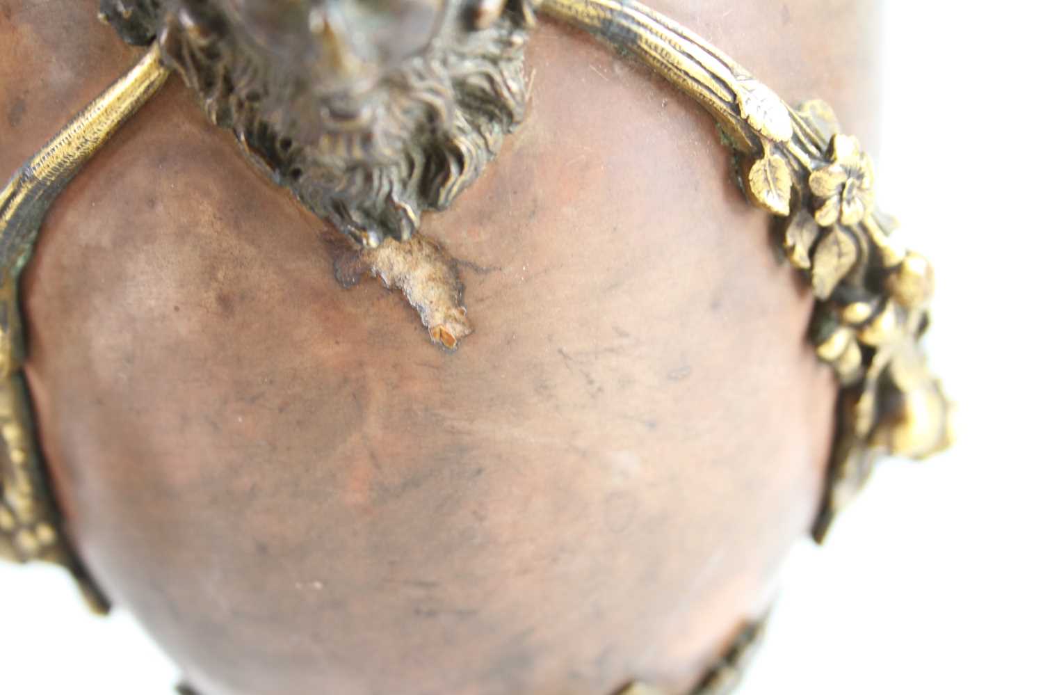 A pair of mid-19th century Jasper and gilt bronze mounted pedestal urns, having finial topped - Image 6 of 7