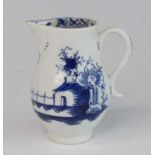 A Lowestoft porcelain sparrow beak jug, circa 1770, decorated in the 'Island and long fence'