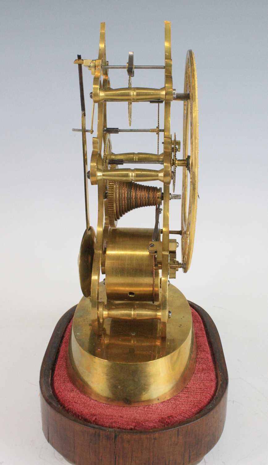 John Pace of Bury St Edmunds - a brass skeleton clock, having a textured Arabic dial, pierced blue - Image 6 of 7