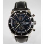 A Gents stainless steel Breitling Superocean Heritage Chronograph writwatch, with blue baton dial
