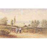 Thomas Smythe (1825-1907) - Travellers and horse in a landscape, watercolour, signed lower left,