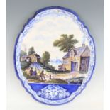 A massive Dutch Delft polychrome pictorial wall plaque, Royal Tichelaar Makkum, circa 1900,