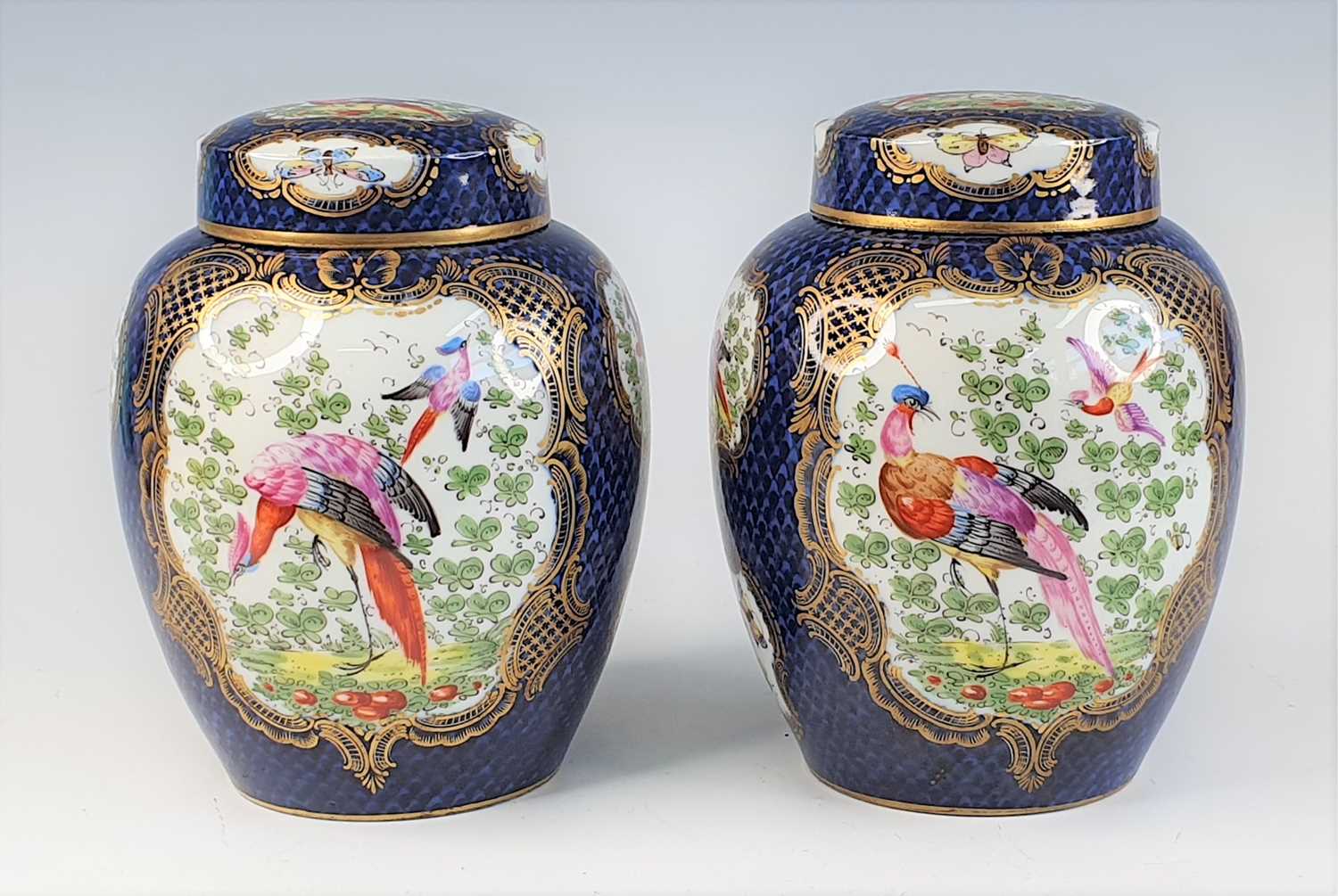 A pair of Edmé Samson of Paris porcelain jars and covers, 19th century, decorated in the Dr Wall