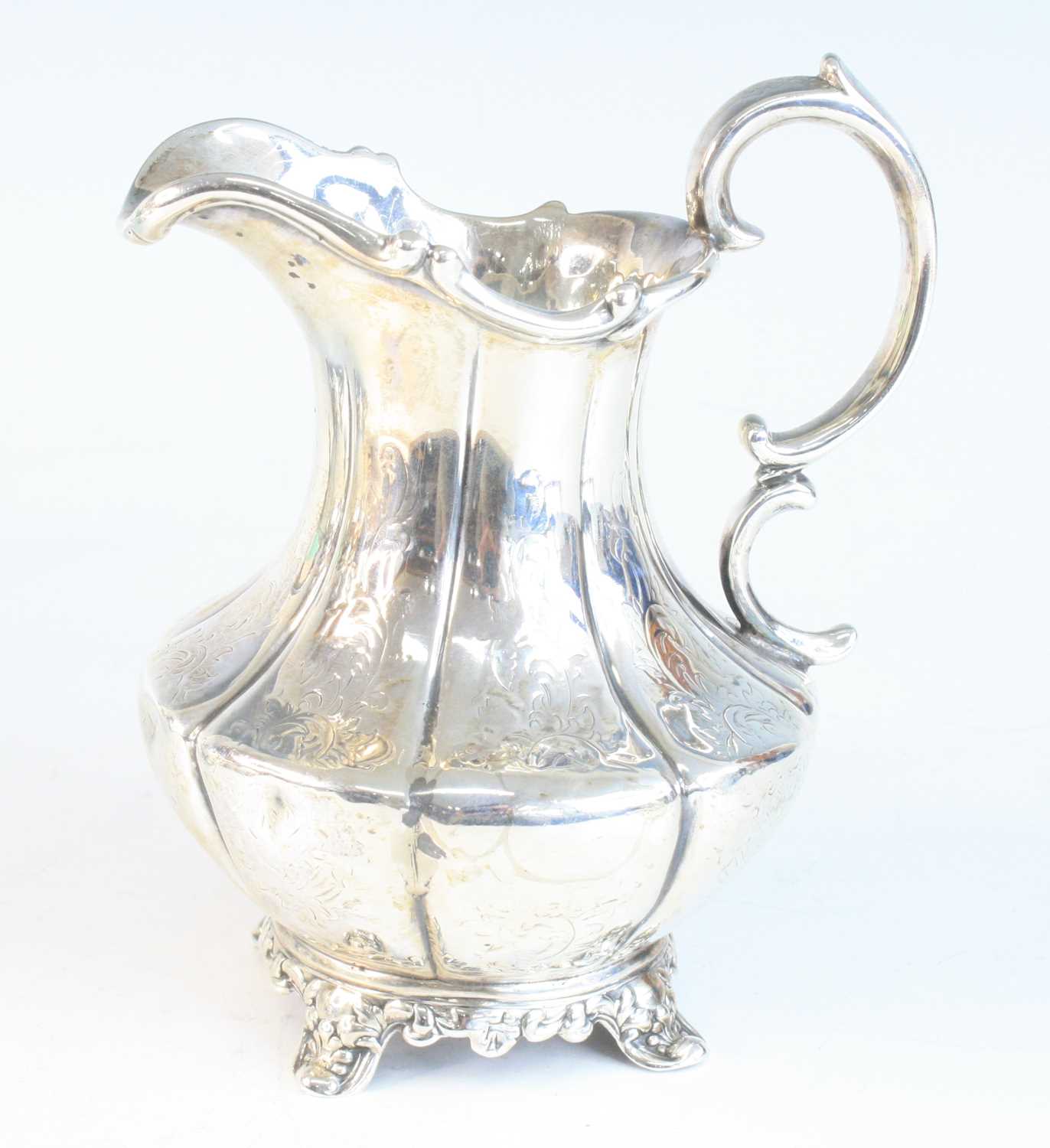 A Victorian silver three-piece tea set, comprising teapot, cream jug and sugar bowl, each piece of - Image 10 of 11
