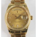 A gent's 18ct gold Rolex Oyster Perpetual Daydate wristwatch, superlative chronometer officially
