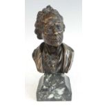 After Jean Antoine Houdon - a circa 1900 bronze head and shoulders portrait bust of a gentleman,