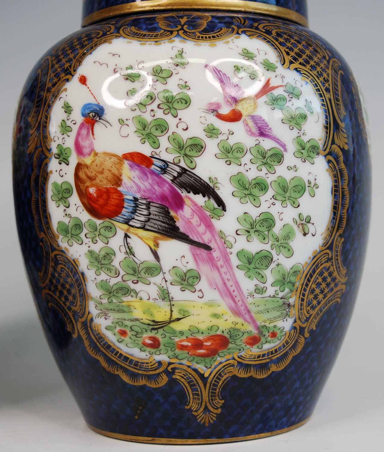 A pair of Edmé Samson of Paris porcelain jars and covers, 19th century, decorated in the Dr Wall - Image 3 of 11