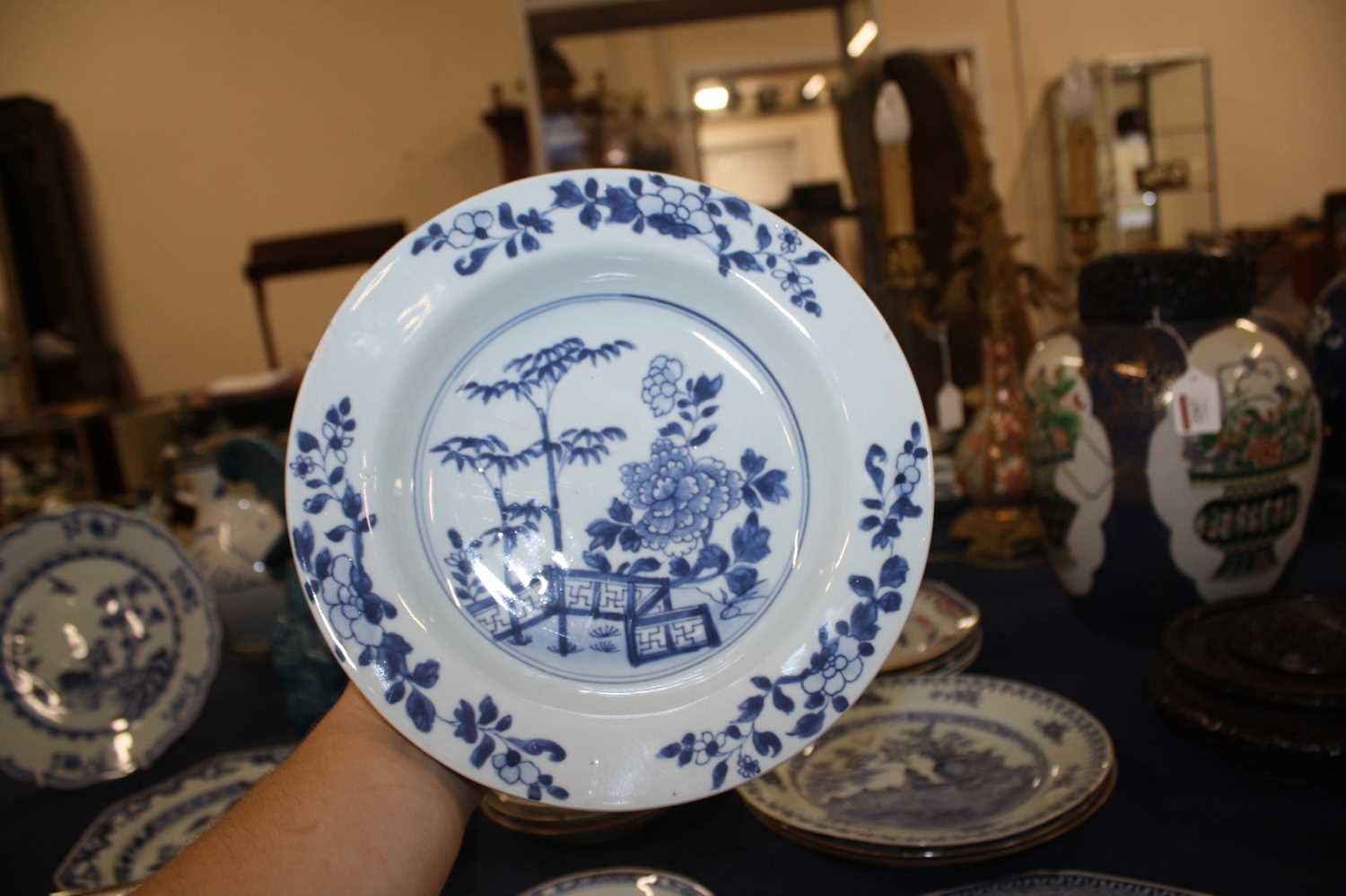 A collection of 18th century Chinese export porcelain plates and dishes, to include enamel decorated - Image 4 of 23