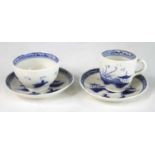 A Caughley blue and white porcelain 'toy' miniature tea bowl and saucer, circa 1780, in the 'Island'