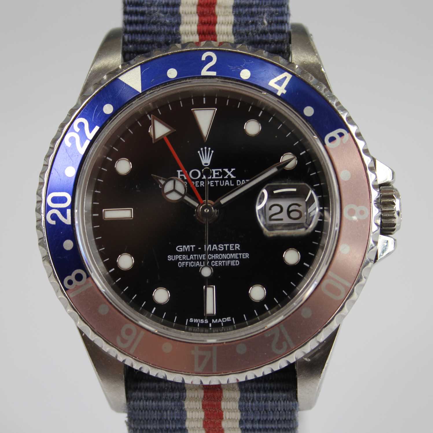 A gent's Rolex Oyster Perpetual Date GMT-Master Superlative Chronometer officially certified, with