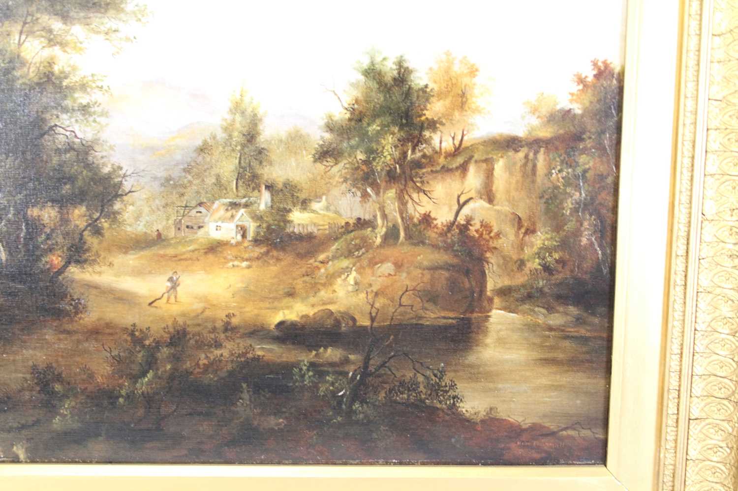 Helen ****mall (XIX) - Extensive river landscape with smallholding, oil on canvas (re-lined), - Image 5 of 8