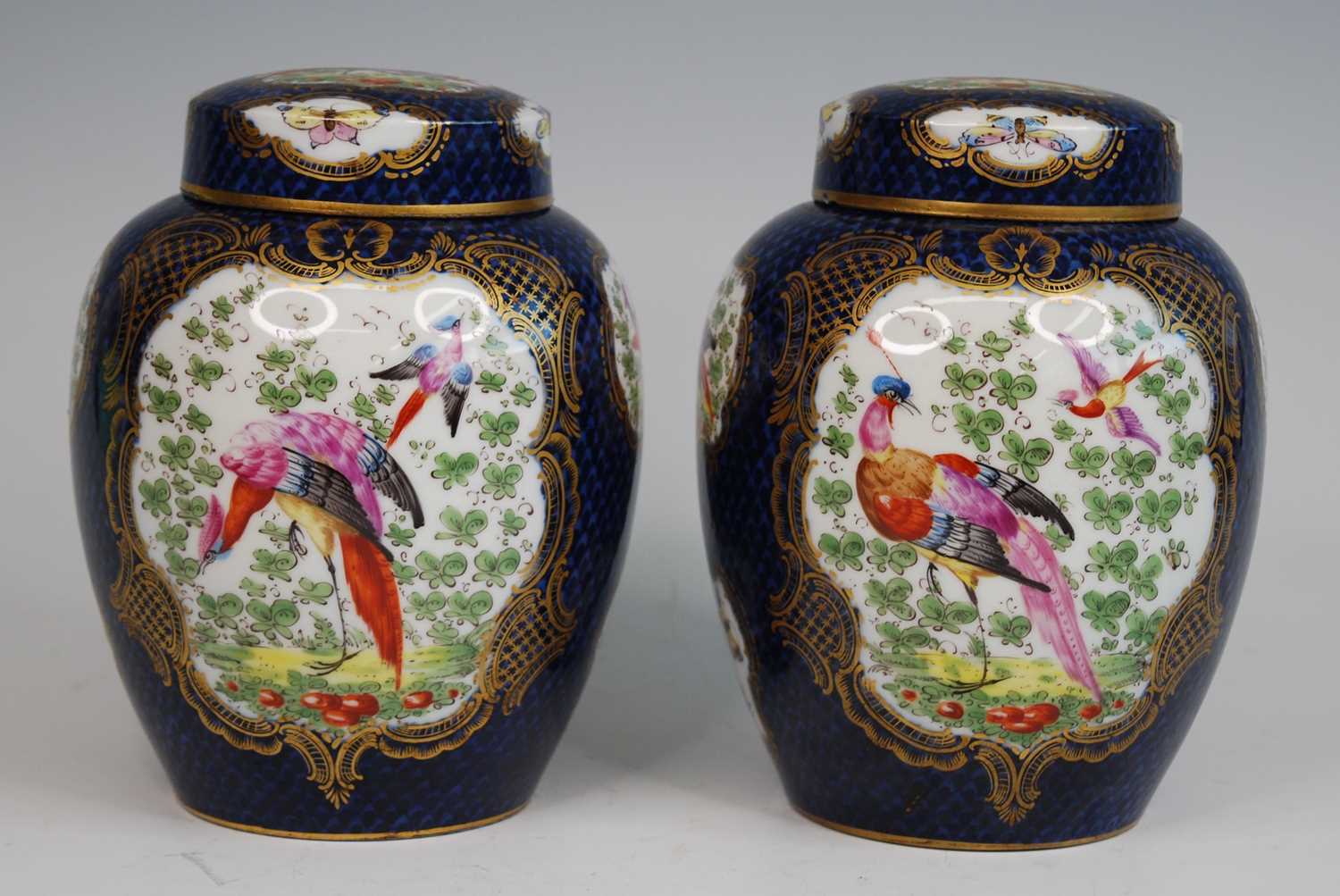 A pair of Edmé Samson of Paris porcelain jars and covers, 19th century, decorated in the Dr Wall - Image 2 of 11