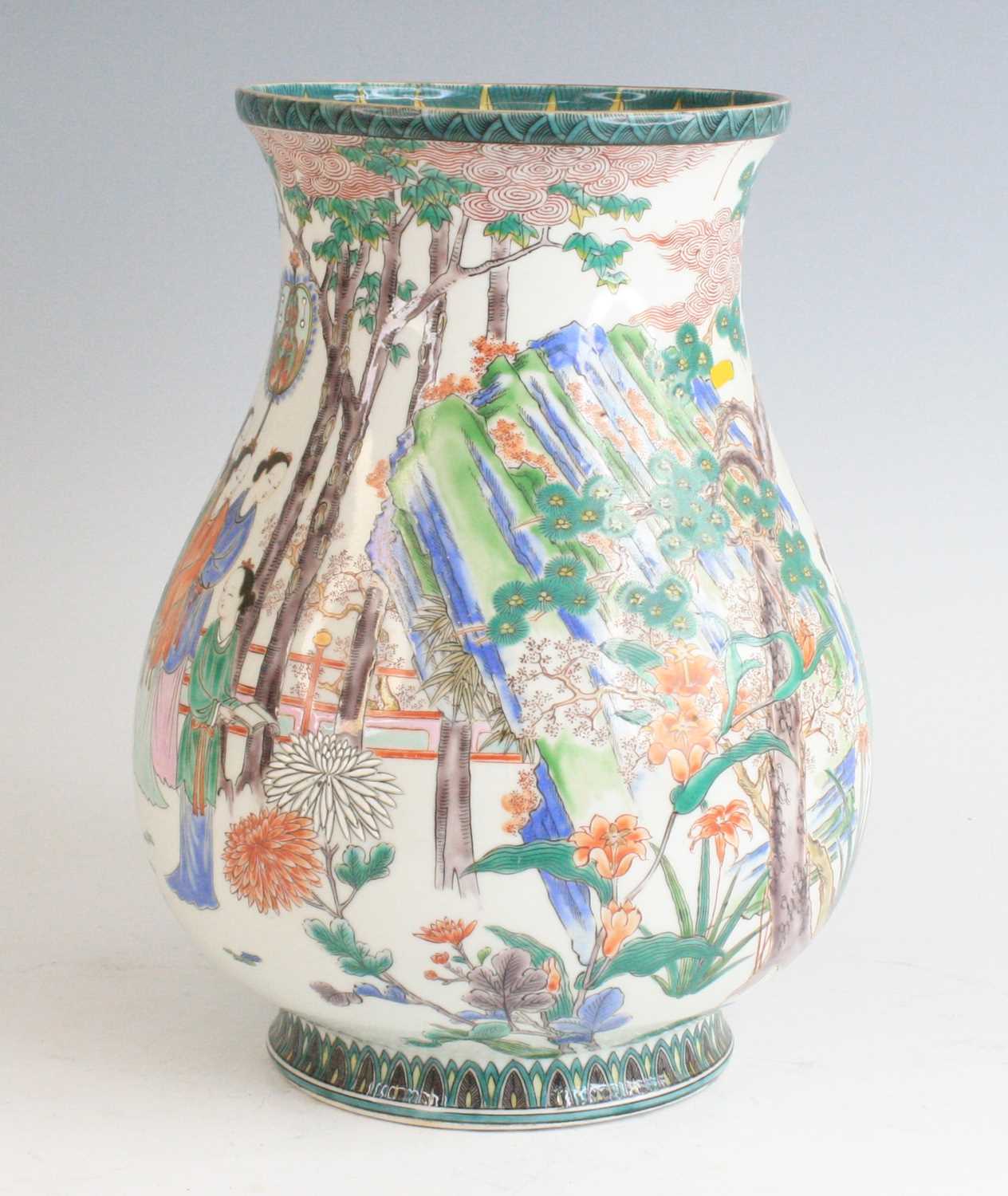 A Chinese famille verte porcelain vase, 19th century, of baluster form, enamel decorated with - Image 5 of 10