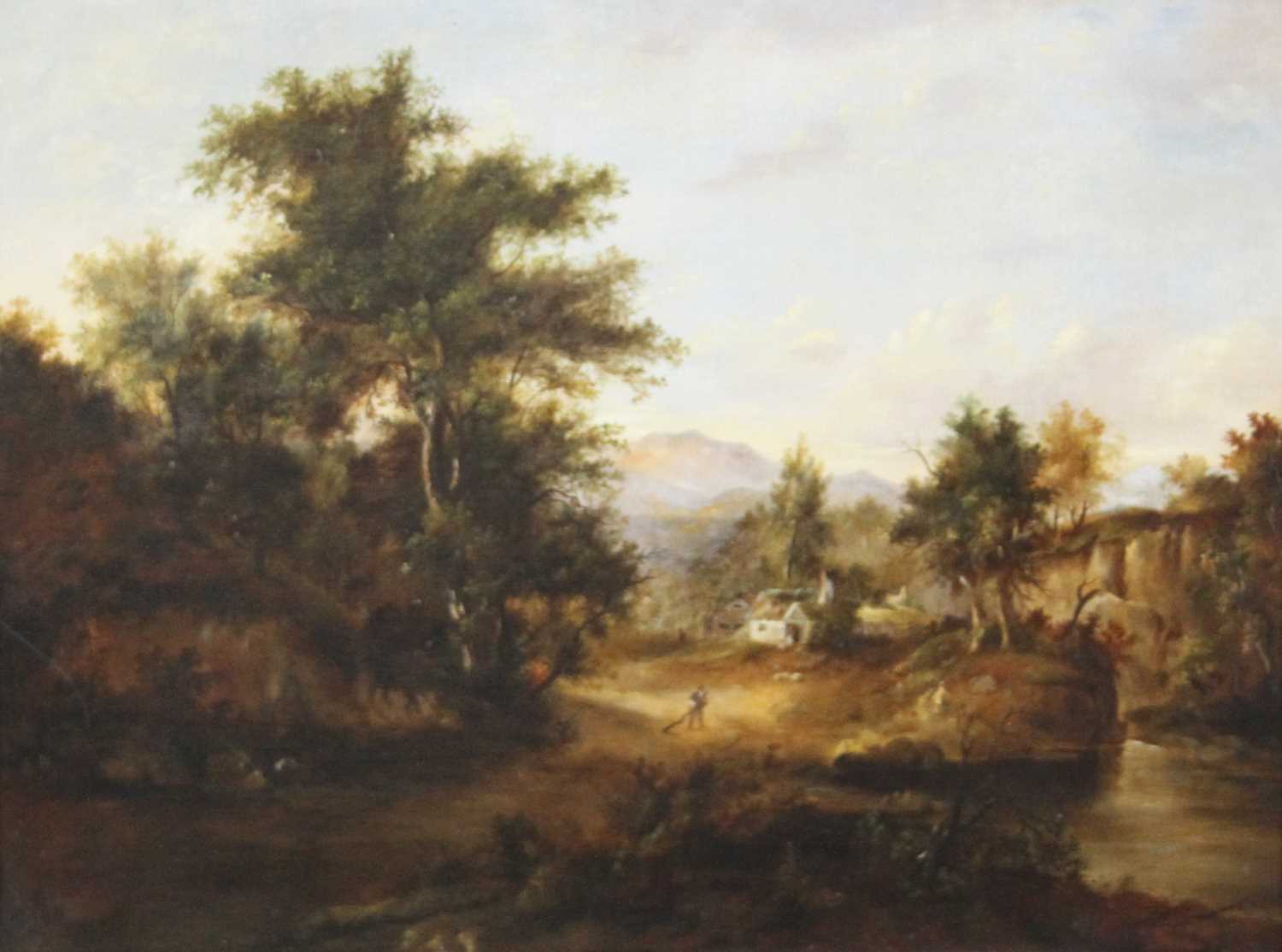 Helen ****mall (XIX) - Extensive river landscape with smallholding, oil on canvas (re-lined),